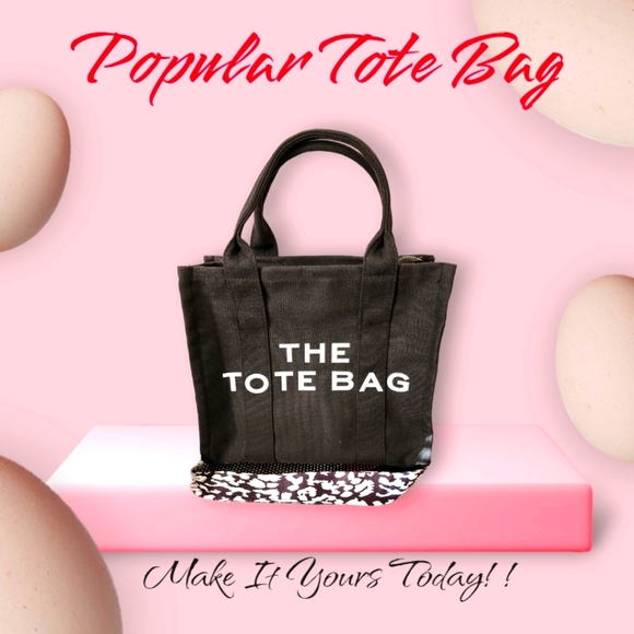 Handbags - NWT!! Popular Canvas Black Tote Bag with 2 Decorative Detachable Straps💖🖤